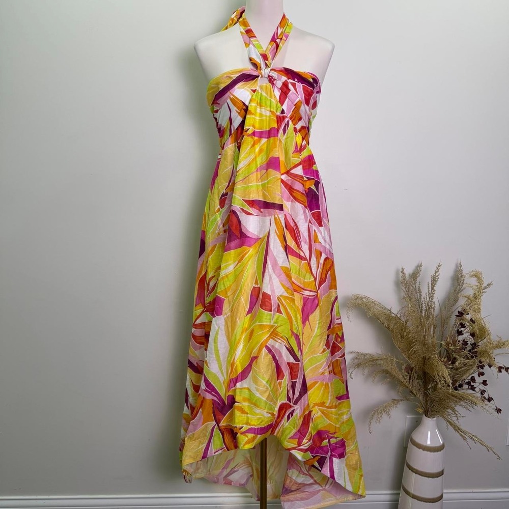 NWT Fate Tropical Floral High-Low Halter Maxi Dress (M)